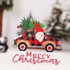 2Pcs Cartoon Christmas Desktop Ornaments DIY Table Centerpiece Santa Wood Plaque Signs  Party Gifts