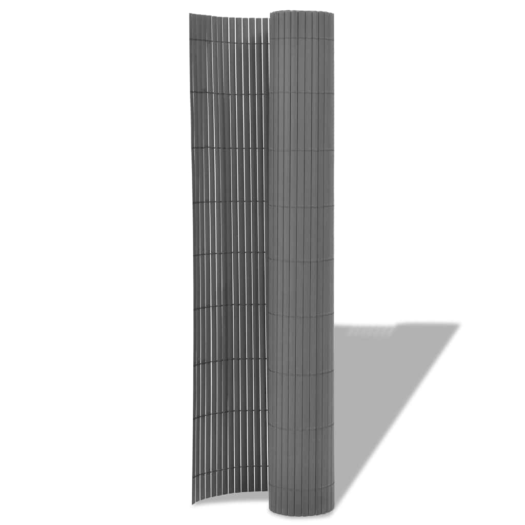 Double Sided Garden Fence PVC 150 x 500 cm Grey