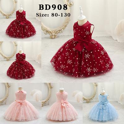 Детское платье с бантом и снежинкой для девочек, платье принцессы на день рождения и свадьбу