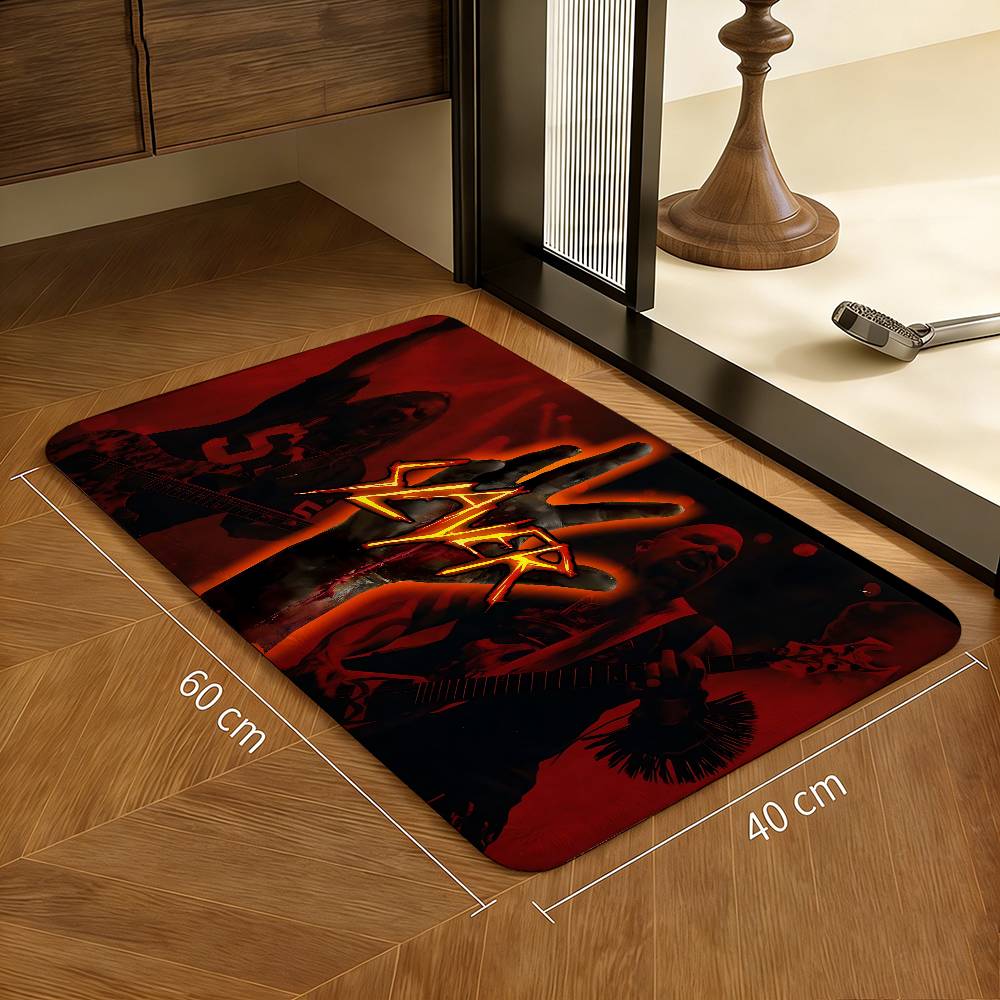 Heavy Metal S-Slayer Rock Band Room Mats Retro Multiple Choice Living Room Kitchen Rug Non-Slip Welcome Rug