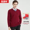 Hengyuanxiang Men's 100% Pure Wool V-Neck Sweater