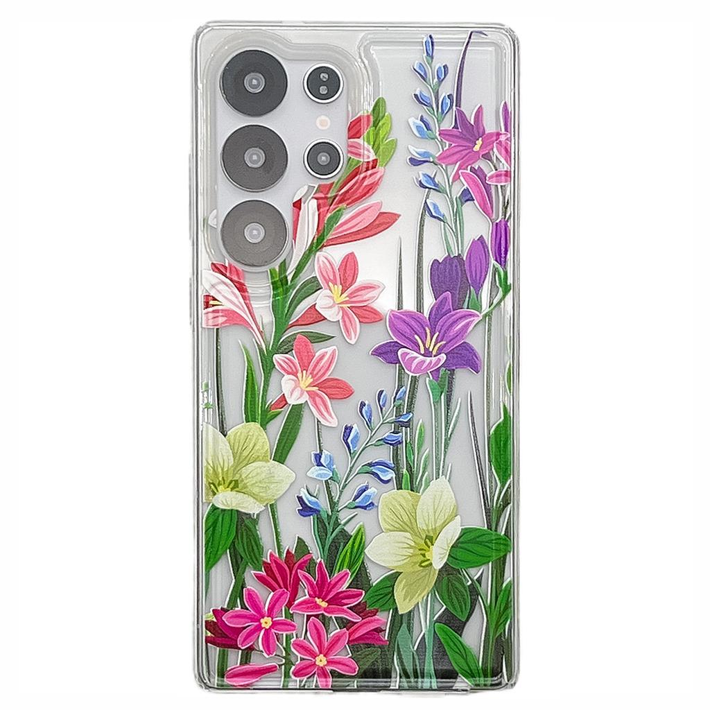 For Samsung Galaxy S25 Ultra Case Full Coverage Floral Pattern Printing Air Cushion Anti Drop TPU Phone Cover
