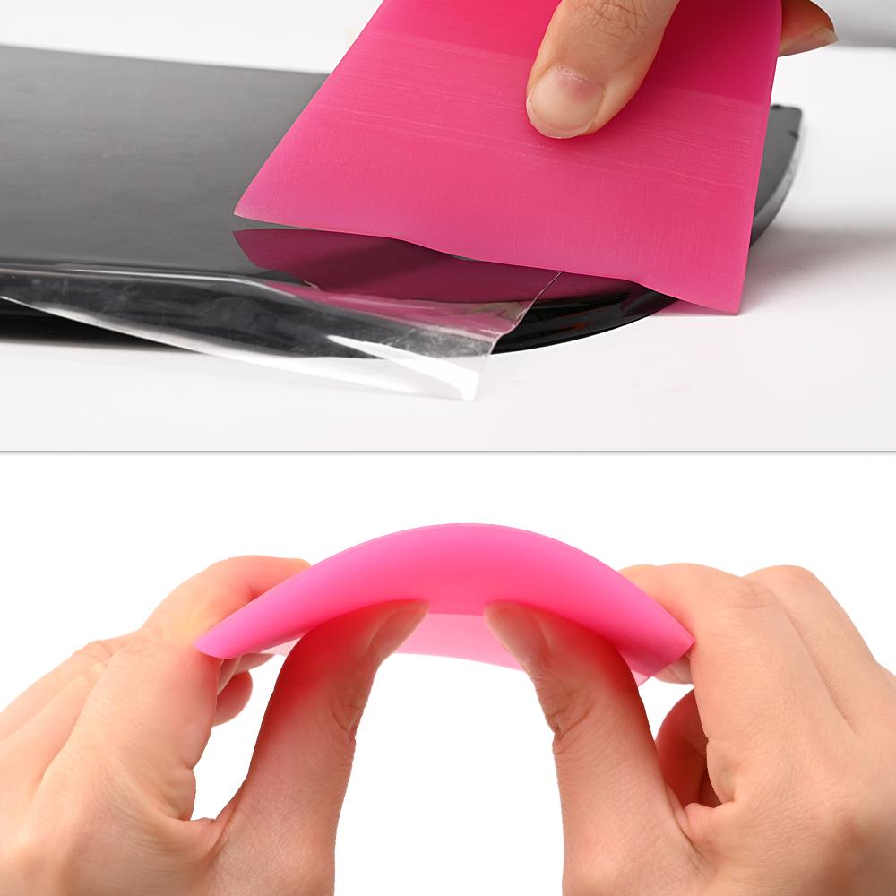 EHDIS Pink Rubber Scraper Soft PPF Wrapping Car Tools Wash Accessories Vinyl Tint Window Film Glass Water Removal Card