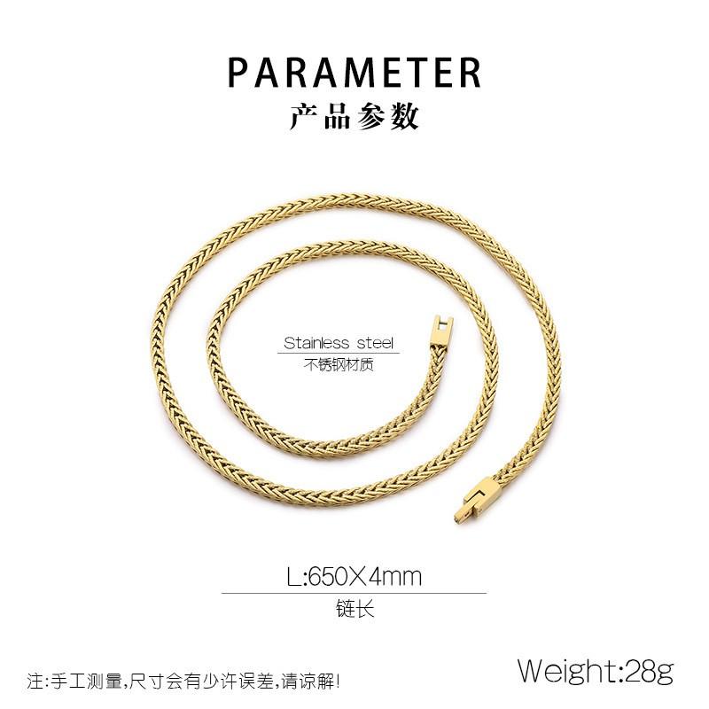 Stainless Steel Chain Necklace Bracelet Set Men Women Trendy Titanium Jewelry Gold Black