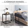 C-Shaped Side Table, Bedside Table with Metal Frame, Accent Sofa Couch Table for Living room, Bedroom, Brown and Black
