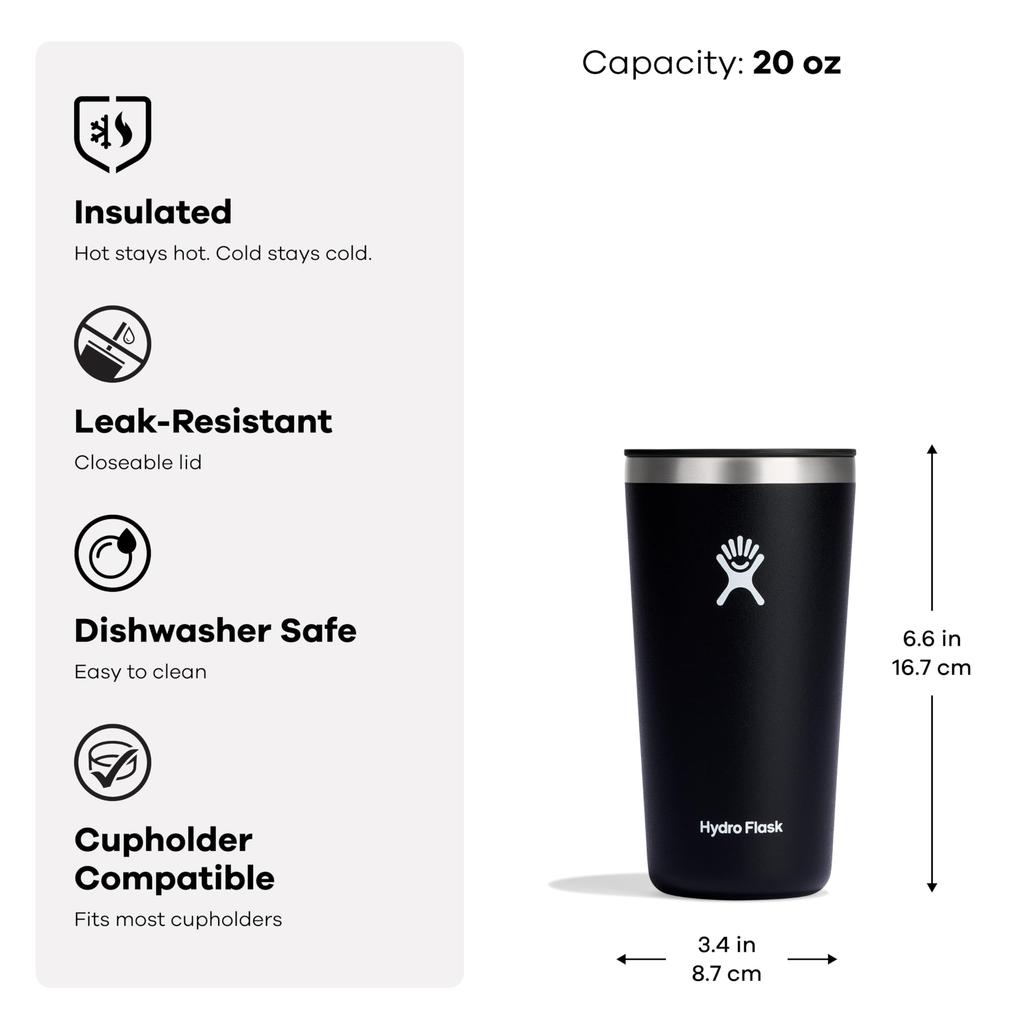 All Around Tumbler, 20oz (591ml) Stainless Steel Tumbler, Leaf Design, Insulated for Hot and Cold Drinks (Official Japanese Product)