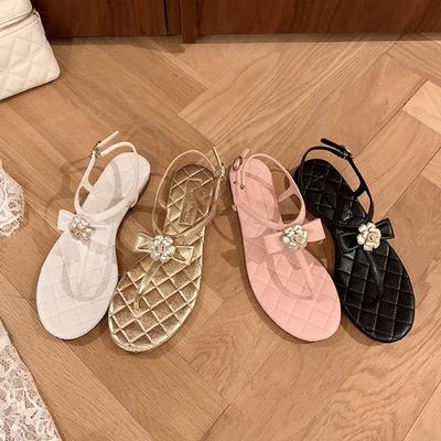 Туфли-шлепанцы на плоской подошве с тонкими ремешками и стразами в стиле Su Yinyin 's same moonlight wonderland~ Xiaoxiangfeng