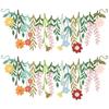 Yeaqee 2 Pcs Flower Banner Garland Double-Sided Colorful Waterproof Flower Birthday Party Decoration Paper Backdrop for Birthday Wedding Baby