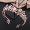 Gorgeous Pink Crystal Crown Royal Queen Tiaras Headbands for Girls Prom Bridal Crowns Bride Diadem Wedding Hair Jewelry