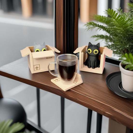 4 шт. милый набор подставок под коробку с котом подставки под горячее в форме кота нескользящие подставки под горячее котенок в коробке подставки под журнальный столик декор для любителей кошек
