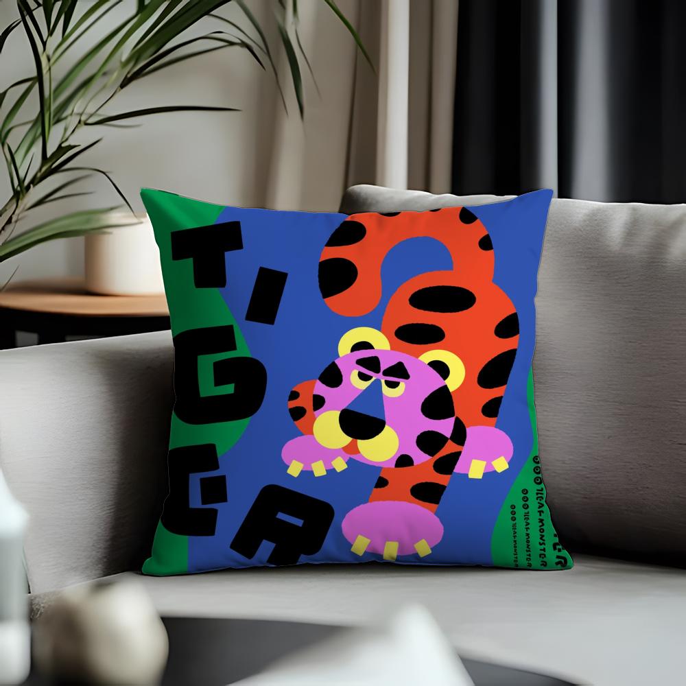 Trending CChinese Zodiacer Cushion Cover Antidustmite Pillowcase Invisible Zipper Silky Short Plush Sofa Cushion Cover