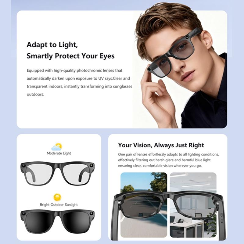 Smart 8K AI Glasses with 100W Camera Chat Gpt Touch Outdoor Sport Sunglasses Bluetooth Calling Music Player Image Stabilization for Men Women Gift