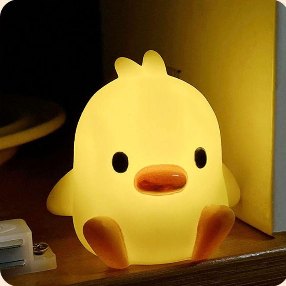 Silicone Duck Night Light Cartoon Bedside Lamp Decoration Gift Sleeping Lamp  Baby Children Kid