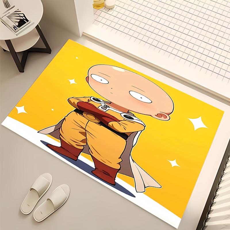 1pc One-Punch Man Saitama Print Area Rug - Soft, Washable Non-Slip Indoor Mat, Living Room, Home Office Decorative Rug,Office Decorative