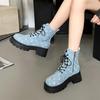 Punk Sequins Chunky Platform Ankle Boots for Women 2024 Y2K Patchwork Thick Bottom Denim Boots Woman Black Gothic Booties Mujer