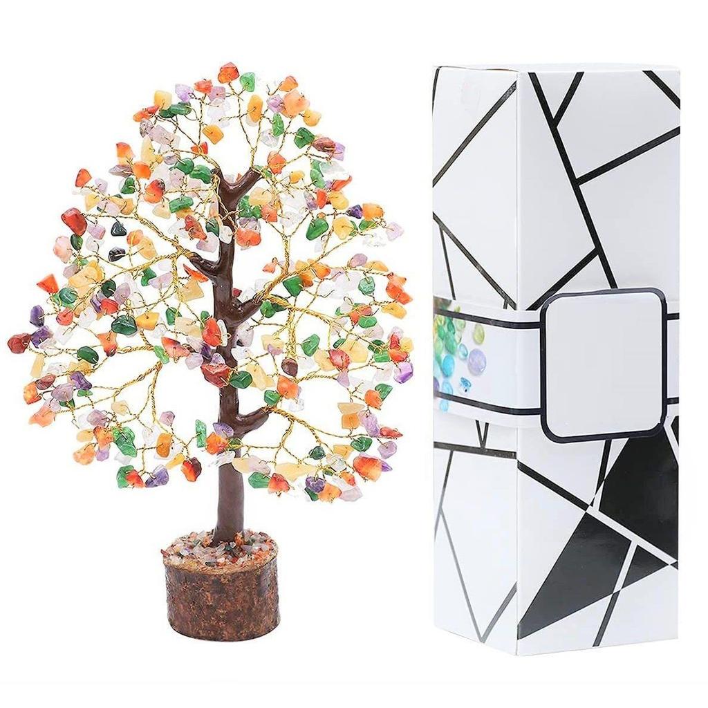 Рождественские украшения Микс Дерево из чакровых драгоценных камней Фэн-шуй фигурка Денежный бонсай Удача Рейки Исцеляющие кристаллы Домашнее украшение