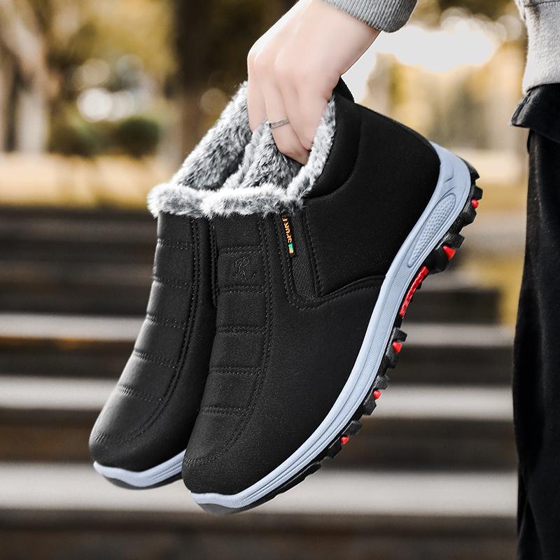 Зимние ботинки для снега, мужские повседневные ботинки без застежек, теплые меховые удобные кроссовки, нескользящие, новинка 2024 года, мужская обувь Botas Zapatos Hombre