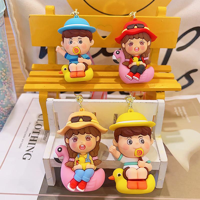 Adorable Cartoon Animal Keychains Soft Rubber Key Rings Cute Couple Gifts