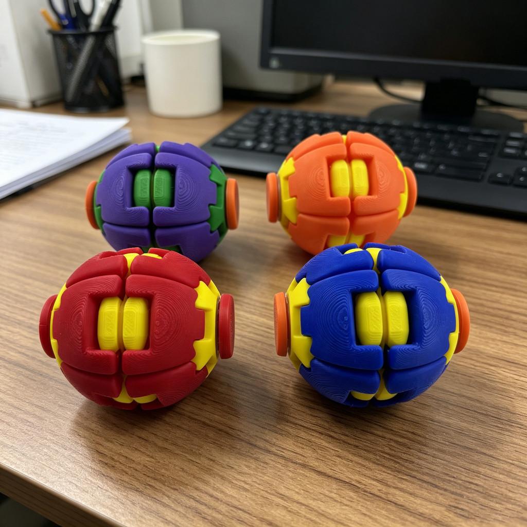 Ручная нажимная вращающаяся шариковая игрушка из материала 3D-печати для снятия стресса и тренировки пальцев