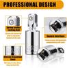 Universal Joint Socket Set, 1/4” 3/8” 1/2” Drive Swivel Socket Adapter Set, Premium Chrome Vanadium Steel Universal Joint Socket