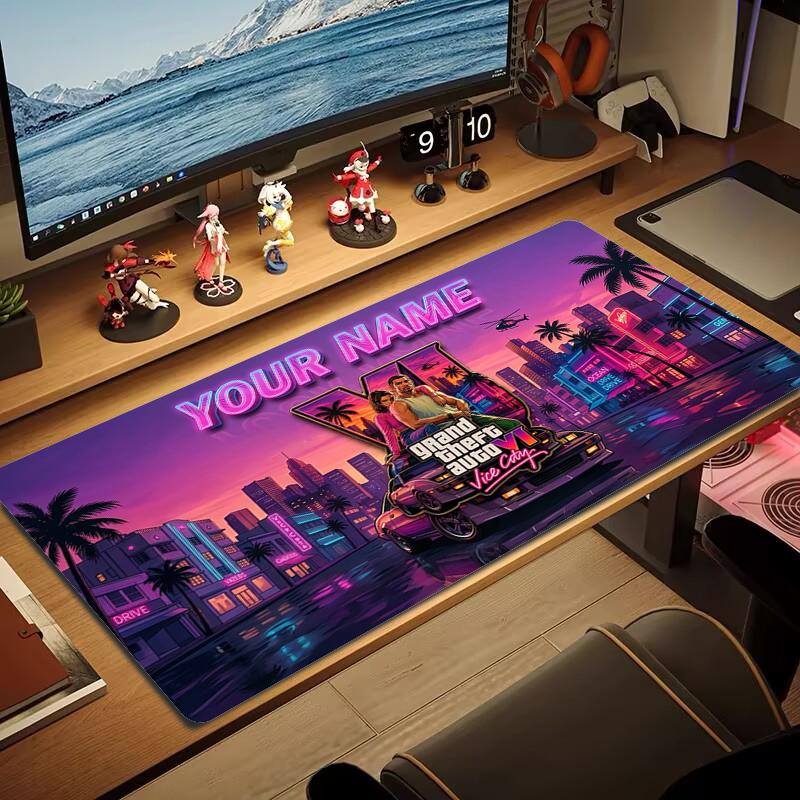 Custom Name Grand Theft Auto Vi Mouse Pad Large Gaming Table Cushion Nonslip Laptop Tablet Big Mousepad Xxl Mat Mini Pc Playmat With Lock Edge