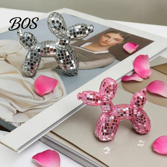 Reflective Mosaic Dog Disco Ornament, Maximalist Balloon Statue for Mom & Dad, Aesthetic Trendy Ball Decor, Preppy Apartment Home Cute Room