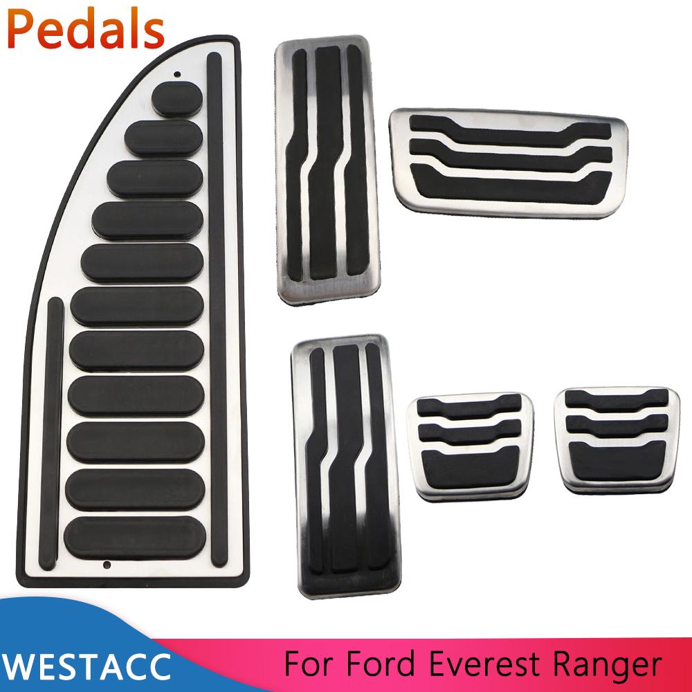 Автомобильные педали из нержавеющей стали, чехол для педали акселератора, газа и тормоза для Ford Everest Ranger 2016-AT MT Parts