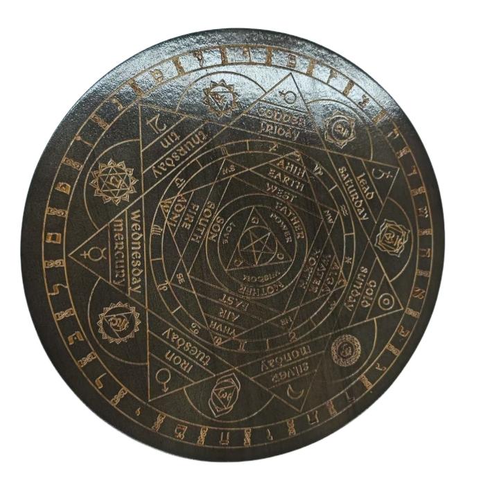 Wood Pendulum Board Flower of Life Dowsing Divination Board Crystal Grid Board for Altar Witch Pagan Healing Meditation