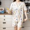 Летняя женская пижама с рисунком из милого хлопка Tencel с короткими рукавами для девочек, студенческая ветровка, тонкая пижама для дома, костюм