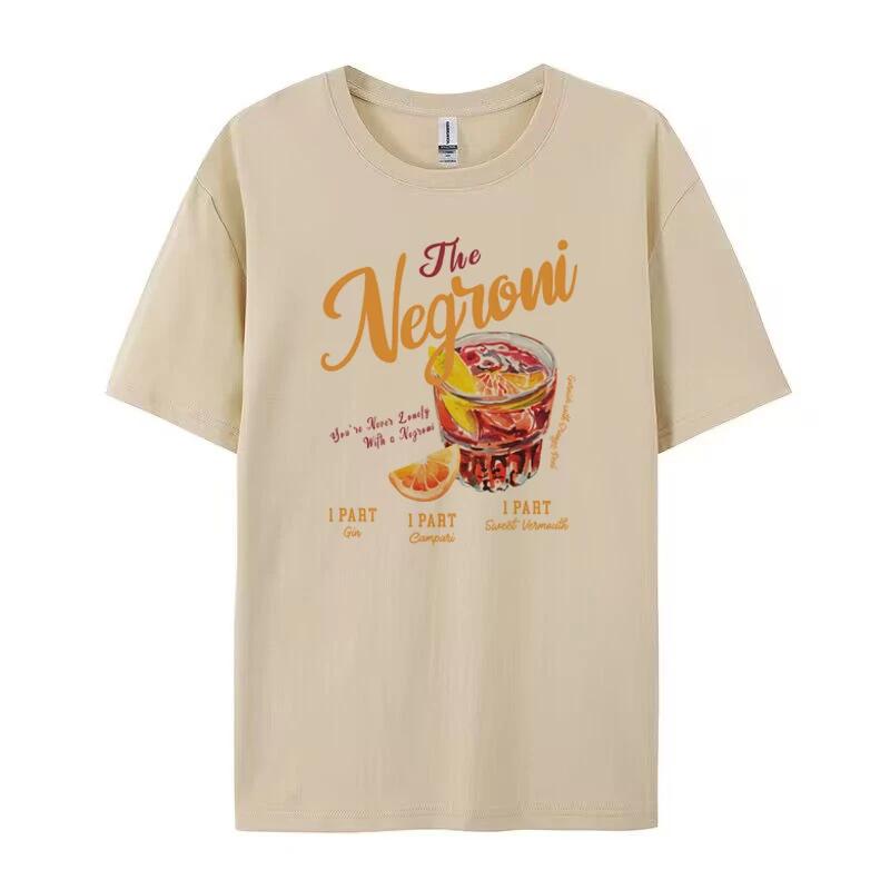 Negroni Womens Retro Tshirt Vintage Aesthetic Cocktail Drinking Lover T Shirt Loose Cotton Graphic Tees Unisex Clothes Gifts