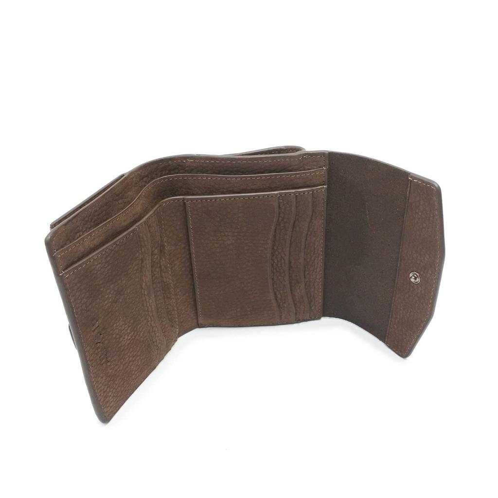 CIE FOLK СРЕДНИЙ КОШЕЛЕК СЕРЫЙ Кошелек из натуральной кожи нубук тройного сложения с застежкой на липучке и светоотражающим дизайном, многокарманный, коробчатый отдел для монет