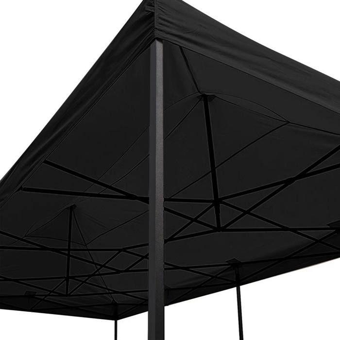 Pavillon pliable - Tourtecs 3x6 m - Noir - Parois transparentes - Cadre acier galvanisé