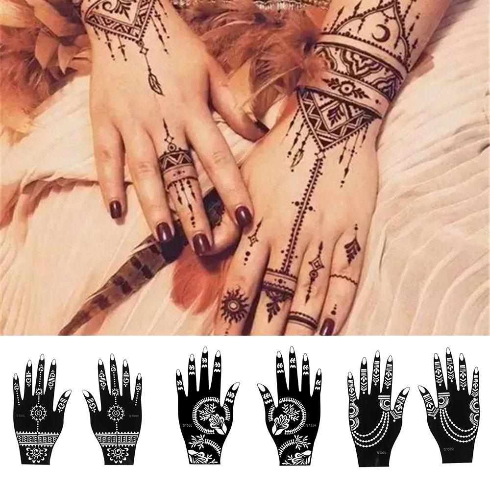 Mehndi Indian Style Makeup DIY Body Art Tattoo Stencils Temporary Hand Decal Henna Template Sticker