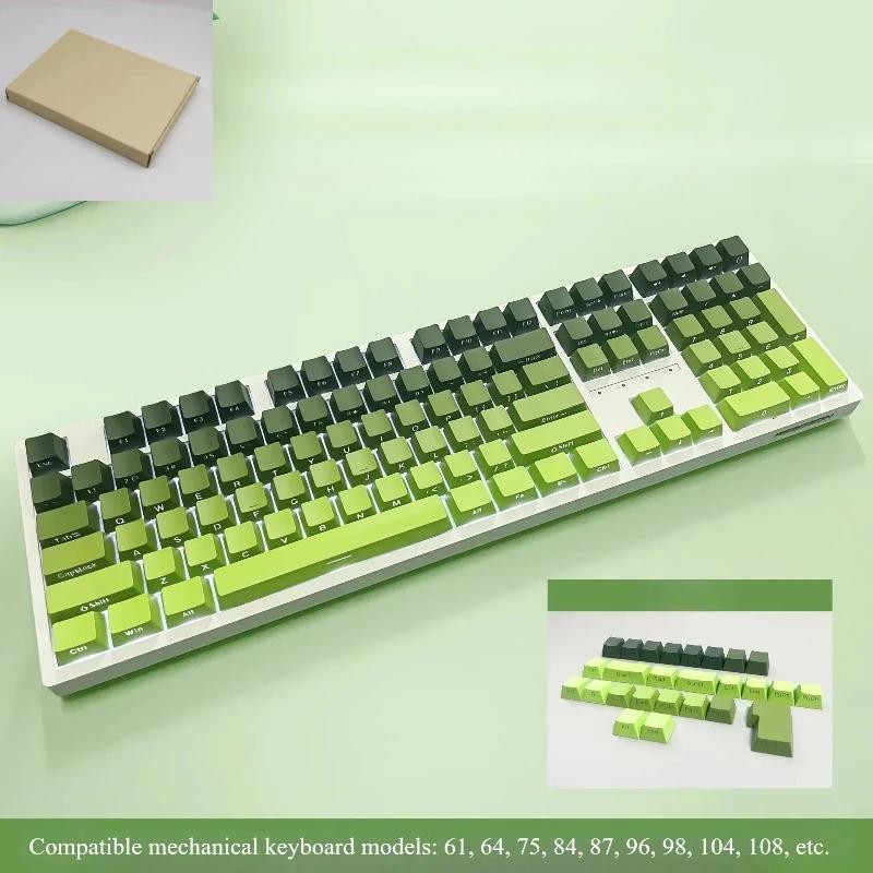 Xiaomi New 133 Keys Gradient Green Shine Through Keycaps Side Printed PBT Keycap Cherry Profile Double Shot for Mechanical Keyboards