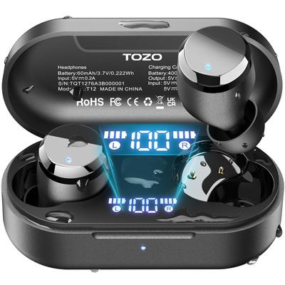 TOZO Тональные точки Беспроводные 2025 Премиум-звук Мощный и деликатный Светодиодный индикатор уровня заряда батареи ENC Подавление шума Пользовательское приложение Сенсорное Управление до 55 часов Автономная Мгновенная Быстрая