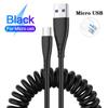 VAOLRO 3A Fast Charging Spring Chble Charging Cable For Micro Type-C Lightning Quickly Charge USB Data Cable QC3.0