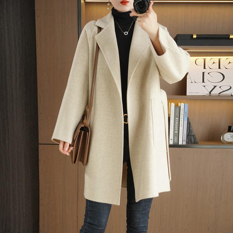 Женское пальто из 100% шерсти TIDENOVEL Осеннее шерстяное длинное пальто Ручной работы Пальто-бушлат Зимняя теплая шерстяная длинная куртка Пальто