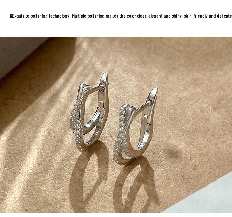 Стерлинговое серебро 925 пробы Цирконий Перекрестные серьги-каффы - Женские серьги с витой линией