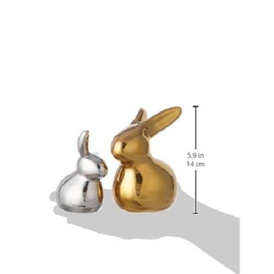 Домашний декор, керамические милые фигурки кроликов из золота и серебра (Набор из 2 шт., золотой и серебряный)