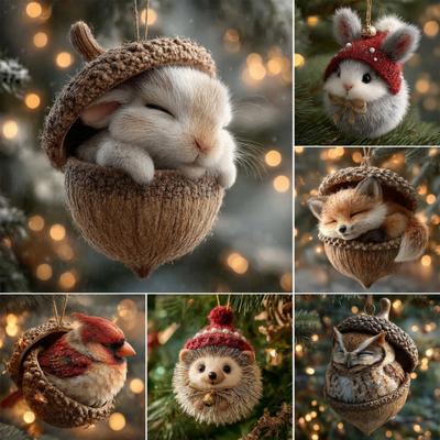 Лесные животные Желуди Украшения Акриловые Шишки Животные Украшение Рождественской елки Рустикальный Декор для дома в стиле природы для любителей животных