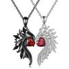 45293 Pcs Couple Decor Wing Love Shape Rhinestone Necklaces Symbolization Demon Angel Matching Necklace Valentines