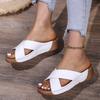 Simple Casual Wear-resistant Non-slip Thick-soled Heightening Slippers  Summer New Fashion Cross Wedge Slippers for Women