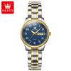 OLEVS Quartz Watch for Women Luxury Waterproof Luminous Stainless Steel Watches Big Numeral Dual Calendar Ladies Wristwatch