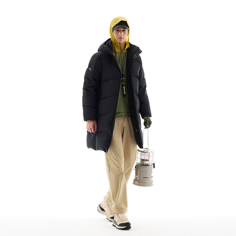 Anta Трехслойная куртка-пуховик с капюшоном и технологией Four-Defense, быстро согревающая, средней длины, мужская верхняя одежда, базовая, цвет черный 952447909-2