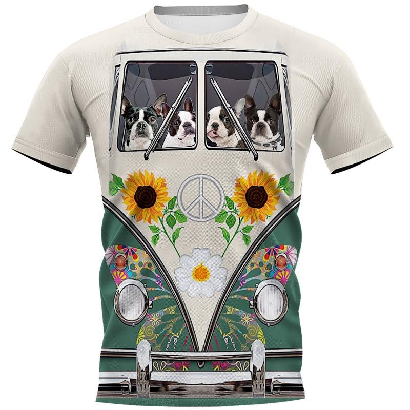 Мужская 3D-печатная футболка Хиппи с принтом собаки с коротким рукавом, с круглым вырезом, повседневный топ