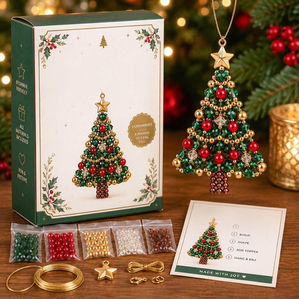 Handmade Christmas Tree Bead Kit DIY Ornament Supplies Decorative Plastic Pendants For Seasonal Holiday Decor
