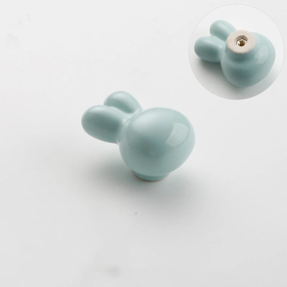 Solid Metal Thread Rabbit Knobs Single Hole Cabinet Knobs Cartoon Furniture Handles Dresser