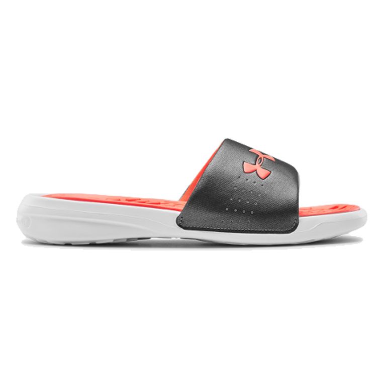 Under Armour Playmaker Fixed Strap Comfortable Versatile Rubber Sole Slide Sandals Women Sandals Black Orange 3000063-104