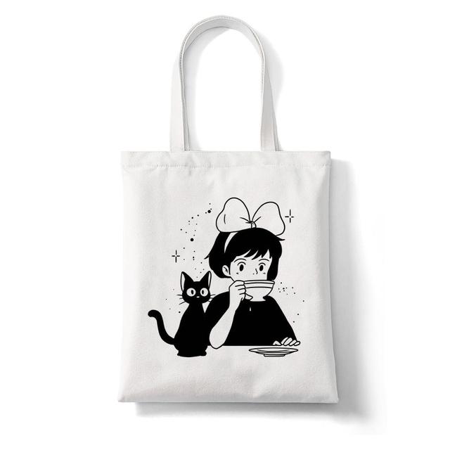 Женская сумка для покупок Kiki's Служба доставки Тоторо Студия Аниме Большая Сумка Холст Сумка Сумка-шоппер Сумка-тоут с героями мультфильмов Сумки на плечо