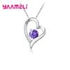Lovely Romantic 925 Sterling Silver Super Shining Cubic Zirconia Crystal Jewelry Necklace Heart Pendant For Women Girls